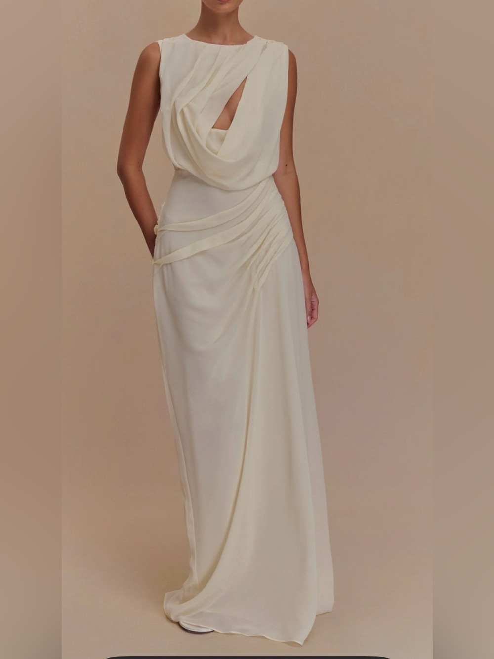 MESHKI Oria Chiffon Maxi Dress Draped Maxi Dress
